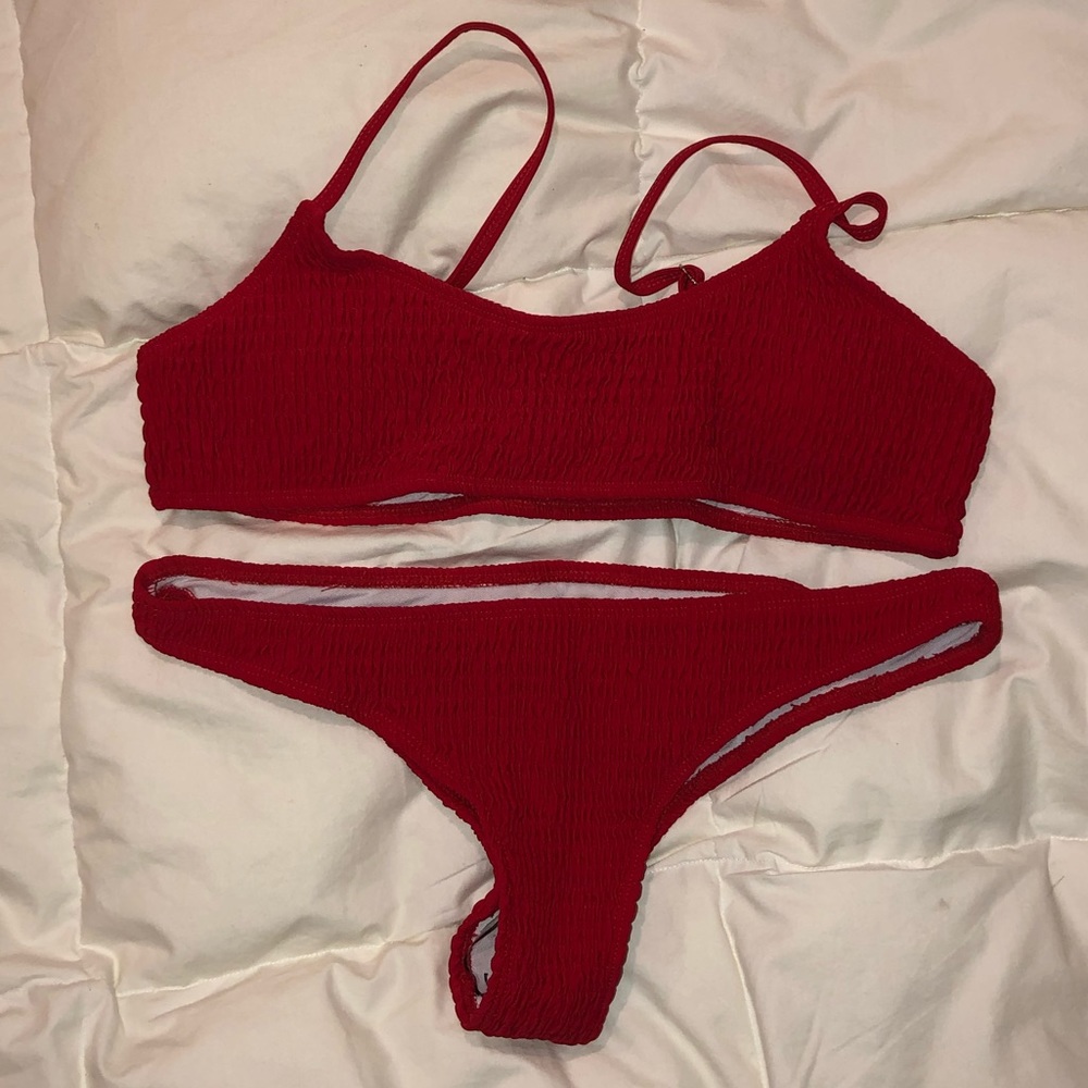 Shein Red bikini with ruffle material